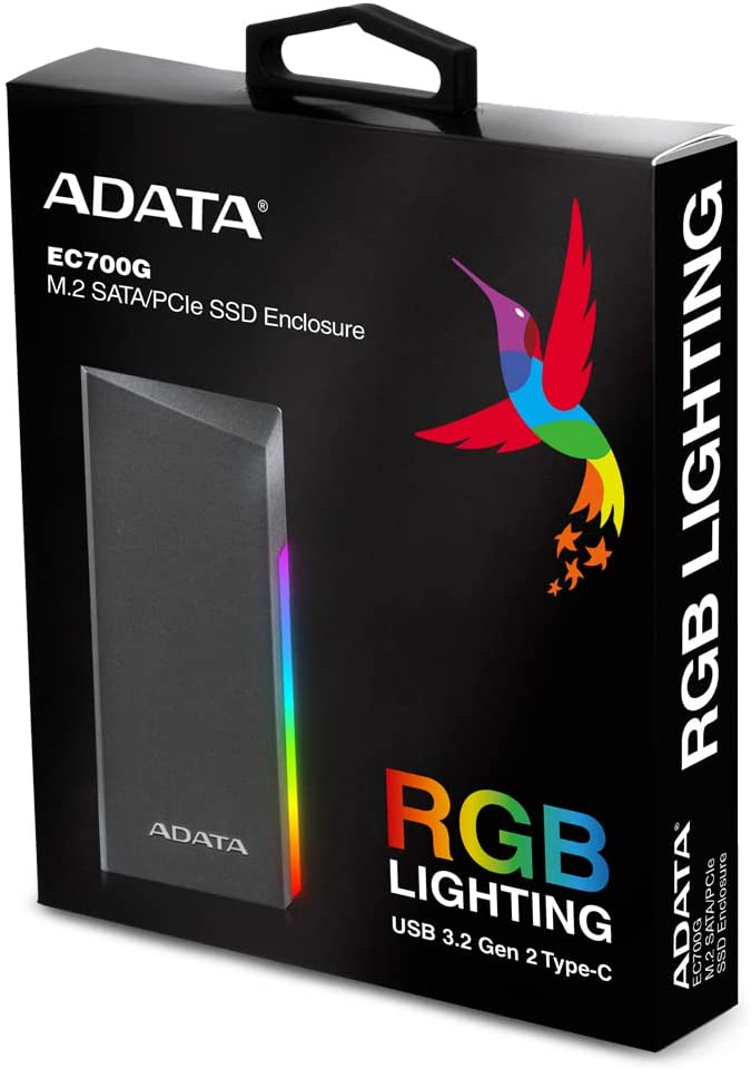 ADATA GABINETE EXTERNO AEC700GU32G2-CGY RGB PARA SSD M.2 SATA