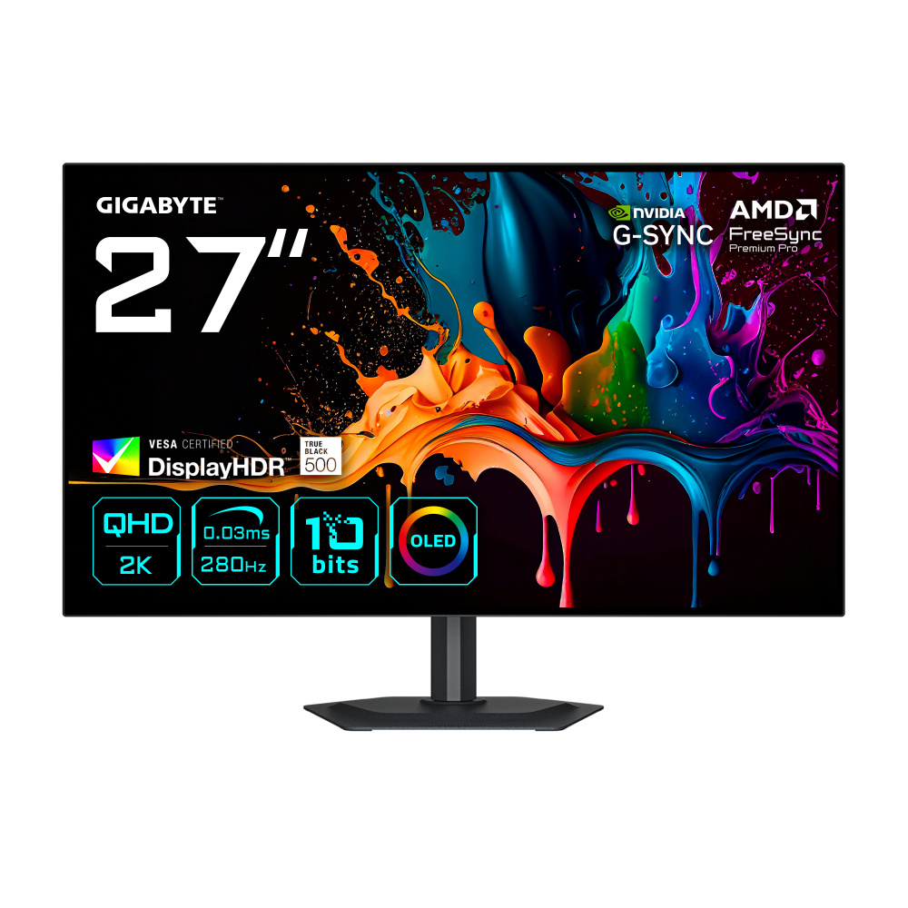 Monitores | GIGABYTE MO27Q28G — Monitor Gamer WOLED 27", 2560x1440, G-Sync, 280Hz, HDMI/DisplayPort, Bocinas Integradas, Negro