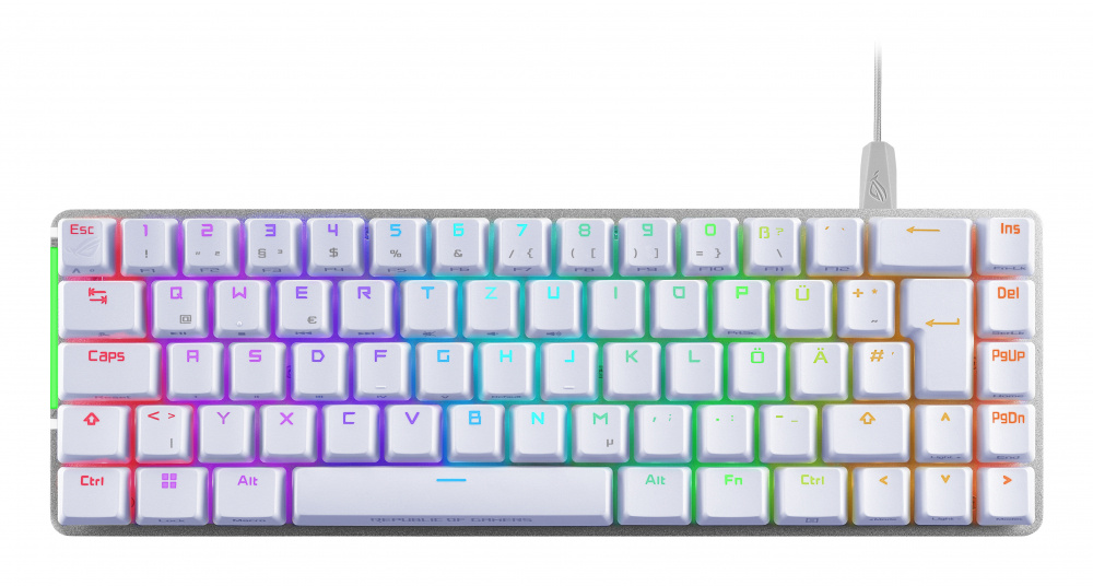Teclados | ASUS 90MP0347-BKUA11-ROW — Teclado ROG M602 Falchion RGB 65%, Alámbrico, USB, Blanco (Inglés)
