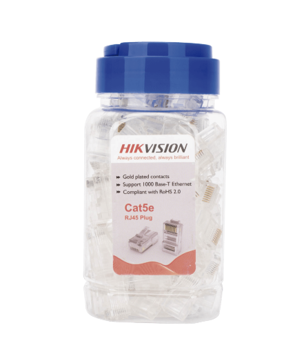 Conectores | HIKVISION DS-1M5EUA-15U — Conector RJ-45 , Cat5e, 100 Piezas