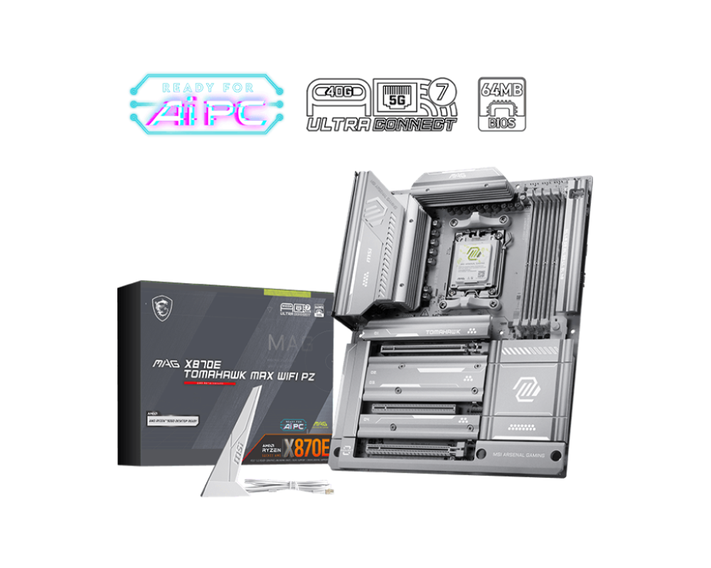 Tarjetas Madre | MSI MAG X870E TOMAHAWK MAX WIFI PZ — Tarjeta Madre , ATX, Socket AM5, AMD X870E, 256GB DDR5, HDMI/DP para AMD