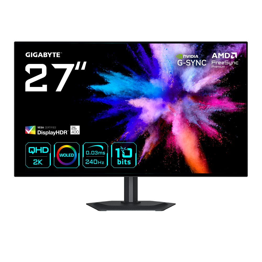 Monitores | GIGABYTE GO27Q24G — Monitor Gamer WOLED 27", 2560x1440, G-Sync/FreeSync, 240Hz, HDMI/DisplayPort, Negro