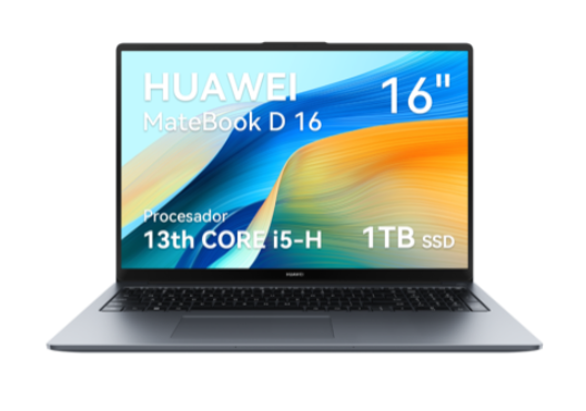 Laptops | HUAWEI 53014MUC — Laptop Matebook D16, 16" 1920x1200 WUXGA, Intel Core i9-13900H, 16GB, 1TB SSD, FreeDOS, Inglés