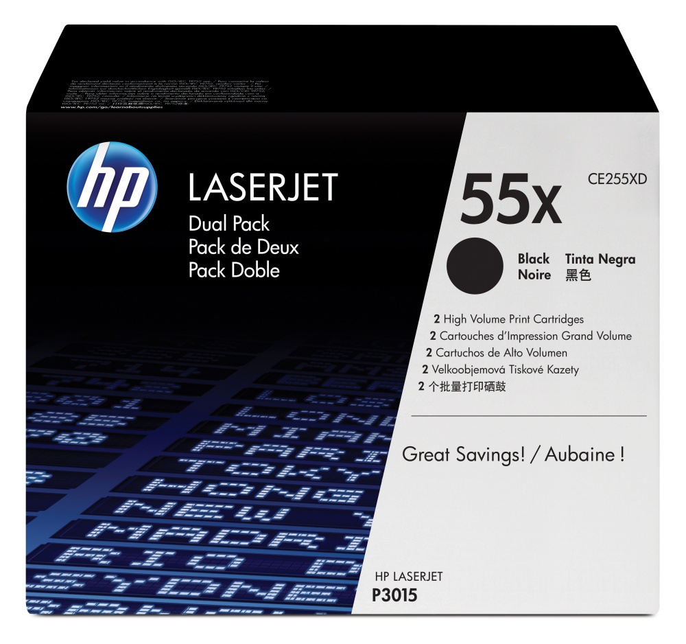 Tóner | HP CE255XD — Tóner 55X Alto Rendimiento Negro, 25.000 Páginas - 2 Piezas