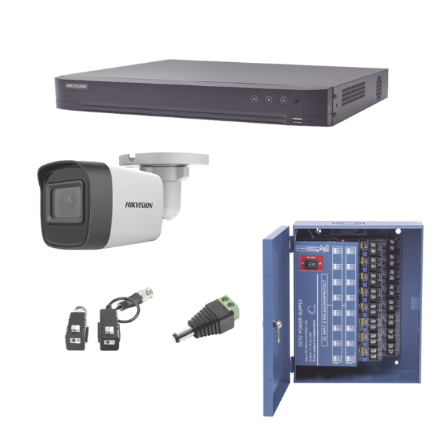Kits de Vigilancia | HIKVISION KH1080P16BW — Kit de Vigilancia de 16 Cámaras Bullet CCTV y 16 Canales, con Grabadora DVR, Fuente de Poder, Conectores y Transceptores