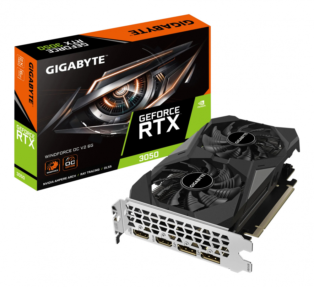 Tarjetas de Video | GIGABYTE GV-N3050WF2OCV2-6GD — Tarjeta de Video NVIDIA GeForce RTX 3050 WINDFORCE OC V2, 6GB 96-bit GDDR6, PCI Express 4.0, Mín. 550W