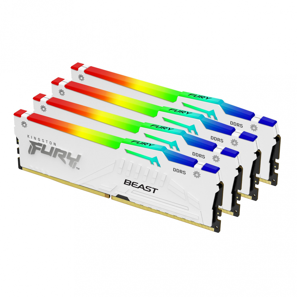 Memorias RAM para PC | KINGSTON KF552C40BWAK4-128 — Kit Memoria RAM FURY Beast DDR5, 5200MHz, 128GB - 4 x 32GB, CL40, XMP, Blanco