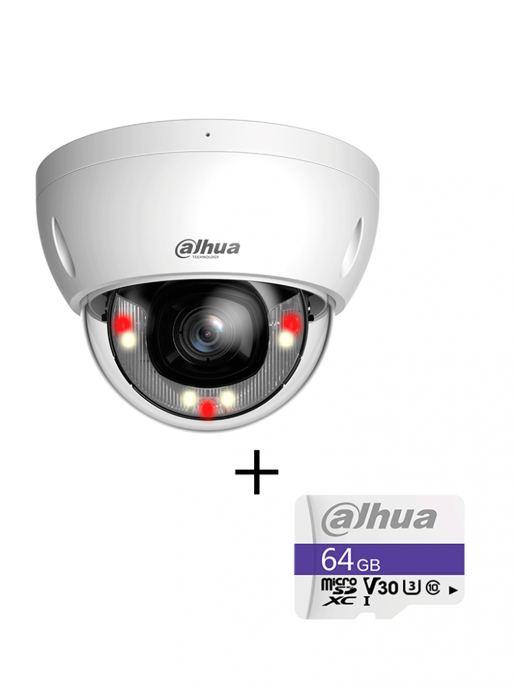 Cámaras de Seguridad IP | DAHUA DH-IPC-HDBW2649EP-S-IL+TF-C100/64GB — Cámara de Seguridad IP Domo para Interiores/Exteriores , Alámbrico, 3288 x 1850 Pixeles, Día/Noche
