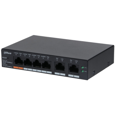 Switches | DAHUA DH-CS4006-4GT-60 — Switch Gigabit Ethernet CS4006-4GT-60 4 Puertos PoE 10/100/1000 + 2 Puertos Uplink, 60W, 12 Gbit/s, 8000 Entradas - Administrable