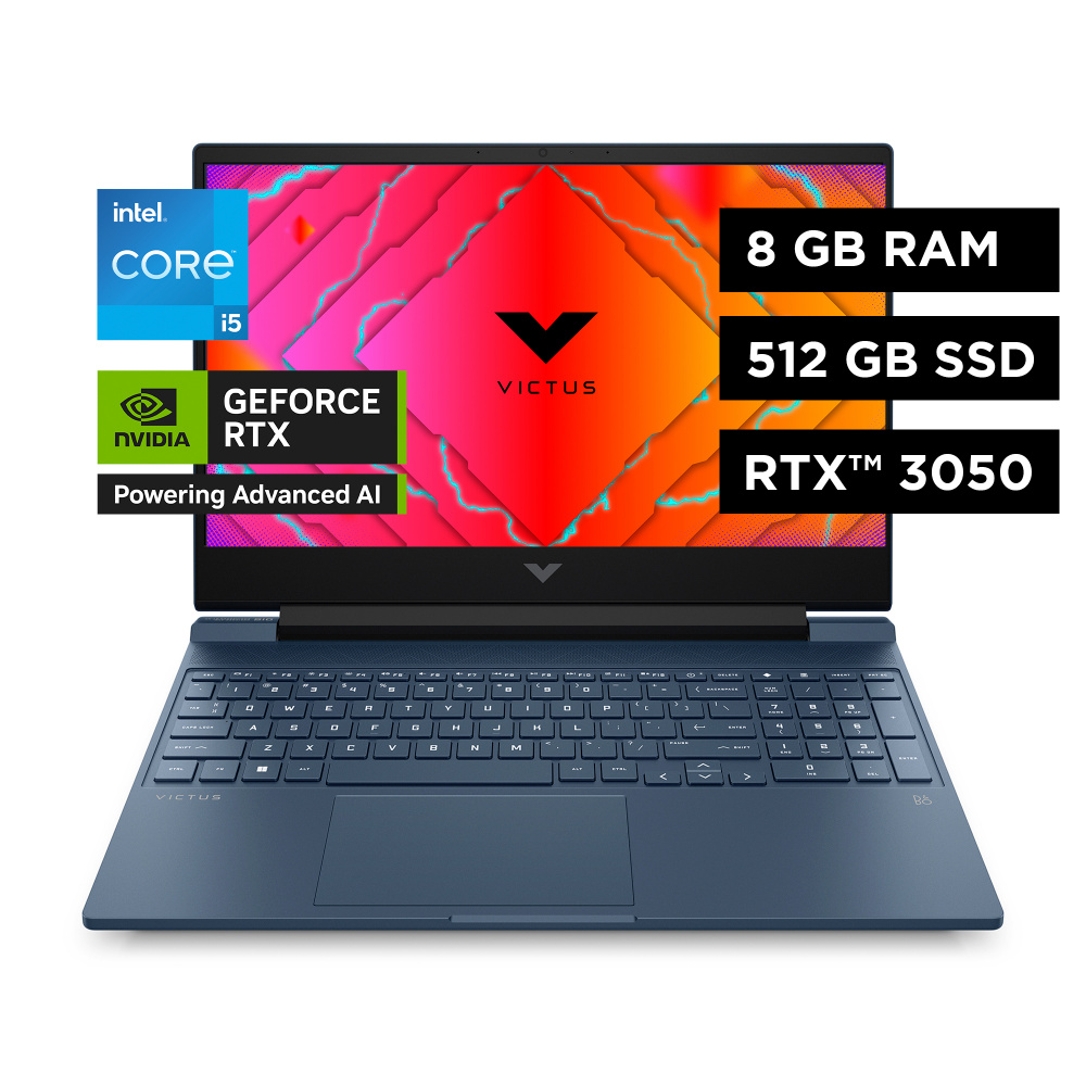 Laptops | HP A14LCLA — Laptop Gamer Victus Gaming 15-FA0021LA, 15.6" 1920x1080 Full HD, Intel Core i5-12450H, NVIDIA GeForce RTX 3050, 8GB, 512GB SSD, Windows 11 Home, Español