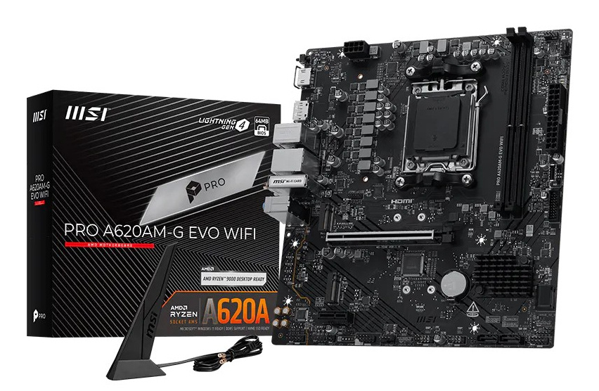 Tarjetas Madre | MSI PRO A620AM-G EVO WIFI — Tarjeta Madre , Micro-ATX, Socket AM5, AMD A620A, 128GB DDR5, HDMI/DP para AMD
