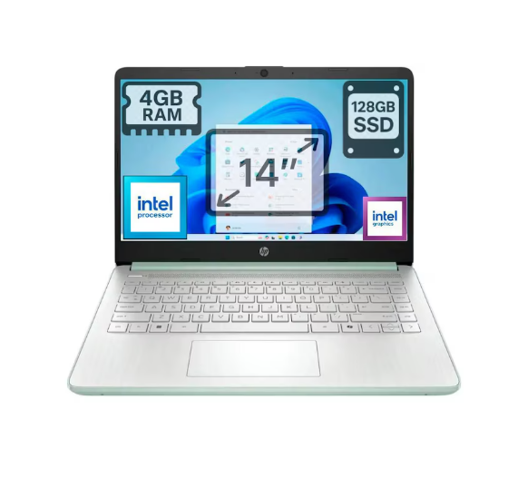 Laptops | HP HP_N150_4/128_WillowGreen-ROW — Laptop 14-dq6013dx, 14" 1366x768 HD, Intel N150, 4GB, 128GB SSD, Windows 11 Home, Inglés
