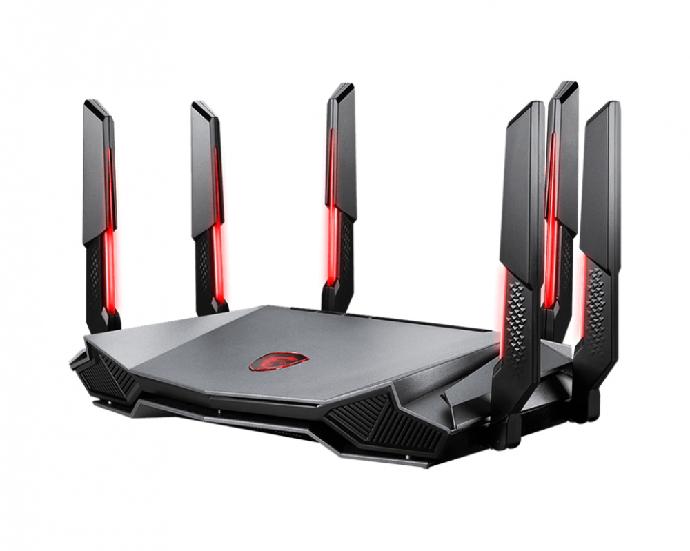 Router | MSI RADIX AXE6600 WIFI 6E TRI-BAND — Router Ethernet de Triple Banda MU-MIMO Firewall RadiX AXE6600 WiFi para Gaming Wi-Fi 6E, Alámbrico/Inalámbrico, 4804 Mbit/s, 5x RJ-45, 2.4/5/6GHz, 6 Antenas Externas
