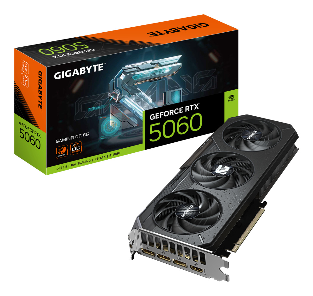 Tarjetas de Video | GIGABYTE GV-N5060GAMING OC-8GD — Tarjeta de Video NVIDIA GeForce RTX 5060 GAMING OC 8G, 8GB 128-bit GDDR7, PCI Express 5.0, Mín. 550W