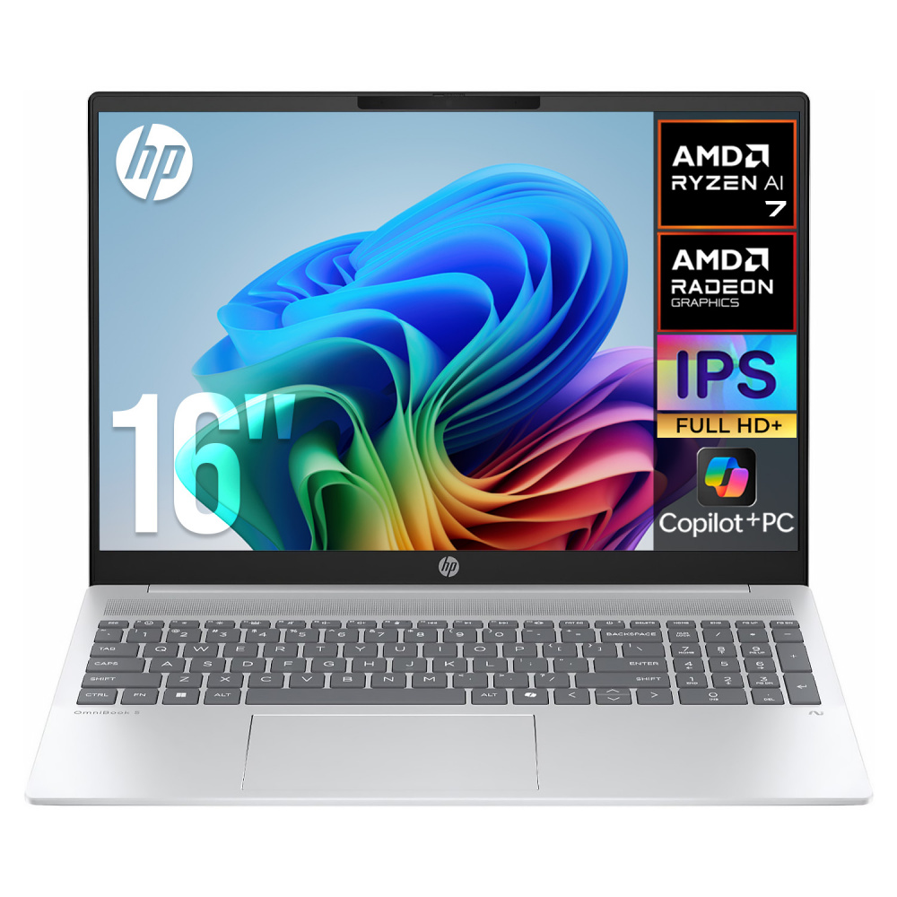 Laptops | HP B5PB3UA-ROW — Laptop OmniBook 5, 16" 1920x1200 WUXGA, AMD Ryzen AI 7 350, 16GB, 512GB SSD, Windows 11 Home, Inglés