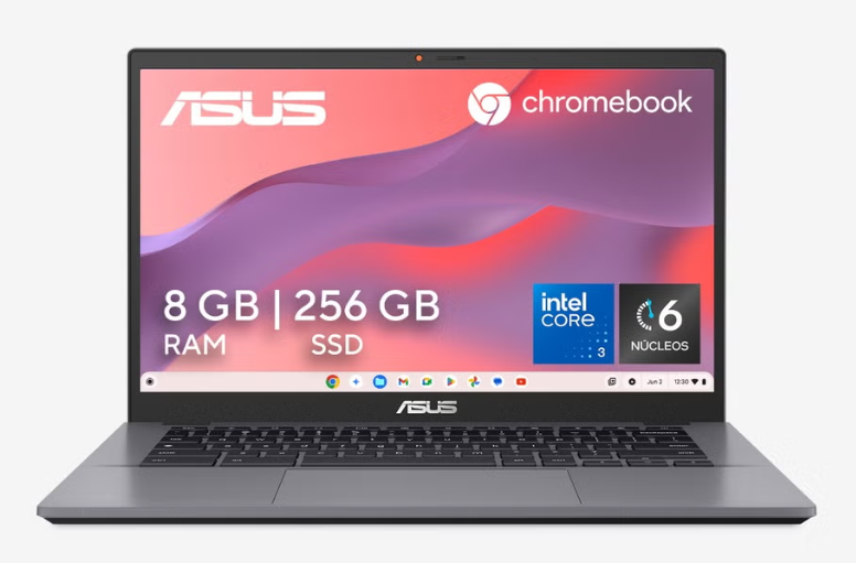 Laptops | ASUS 90NX07P2-M01RX0 — Laptop Chromebook Plus CX34, 14" 1920x1080 Full HD Táctil, Intel Core 3 100U, 8GB, 256GB SSD, ChromeOS, Español