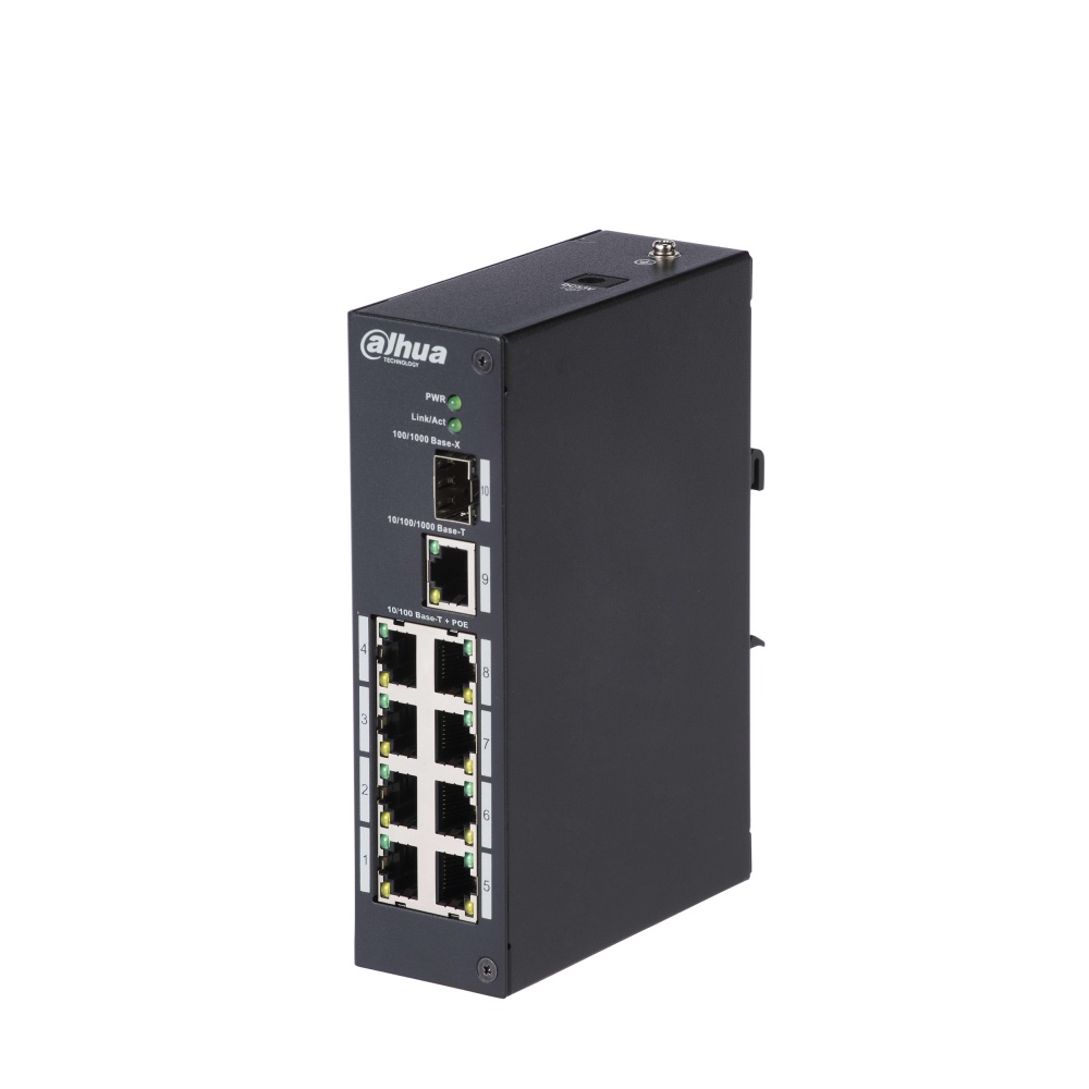 Switches | DAHUA DH-PFS3110-8ET-96 — Switch PFS3110-8ET-96, 10 Puertos Fast Ethernet 10/100 8 x PoE 96W, 1 Puertos SFP, 7.6 Gbit/s, 8000 Entradas, No Administrado