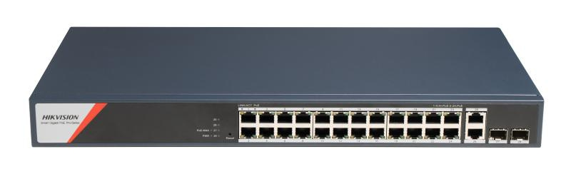 Switches | HIKVISION DS-3E1528HP-SI-24P2T2F — Switch , 26 Puertos Gigabit Ethernet 10/100/1000 24 x PoE 370W, 2 Puertos SFP, 56 Gbit/s, 8000 Entradas, Administrado