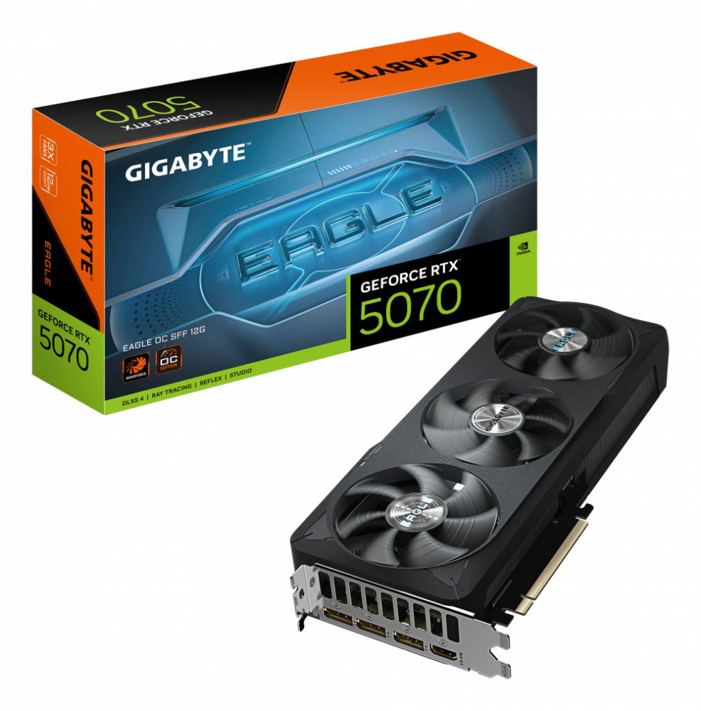 Tarjetas de Video | GIGABYTE GV-N5070EAGLE OC-12GD — Tarjeta de Video NVIDIA GeForce RTX 5070 EAGLE OC SFF, 12GB 192-bit GDDR7, PCI Express x16 5.0, Mín. 650W