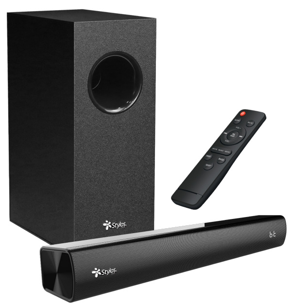 Barras de Sonido | STYLOS STAB210B — Barra de Sonido con Subwoofer , Bluetooth, Alámbrico, 2.1 Canales, 40W RMS