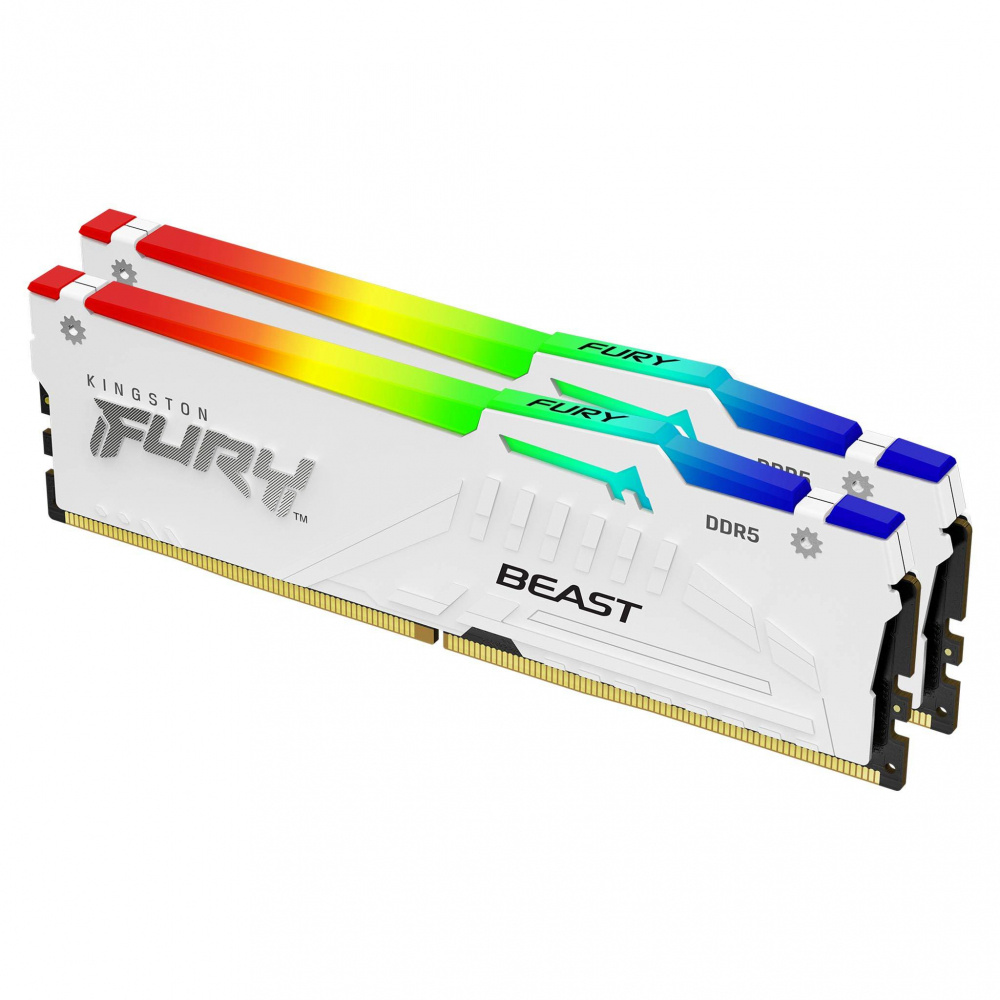 Memorias RAM para PC | KINGSTON KF560C30BWEAK2-32 — Kit Memoria RAM Fury Beast RGB DDR5, 6000MHz, 32GB - 2 x 16GB, CL30, XMP/EXPO, Blanco