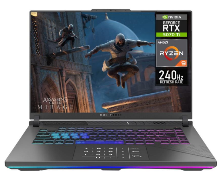 Laptops | ASUS ROGI-5070TiR9641T-ROW — Laptop Gamer ROG Strix G16, 16" 2560x1600, AMD Ryzen 9 9955HX, NVIDIA GeForce RTX 5070 Ti, 64GB, 1TB SSD, Windows 11 Home, Inglés