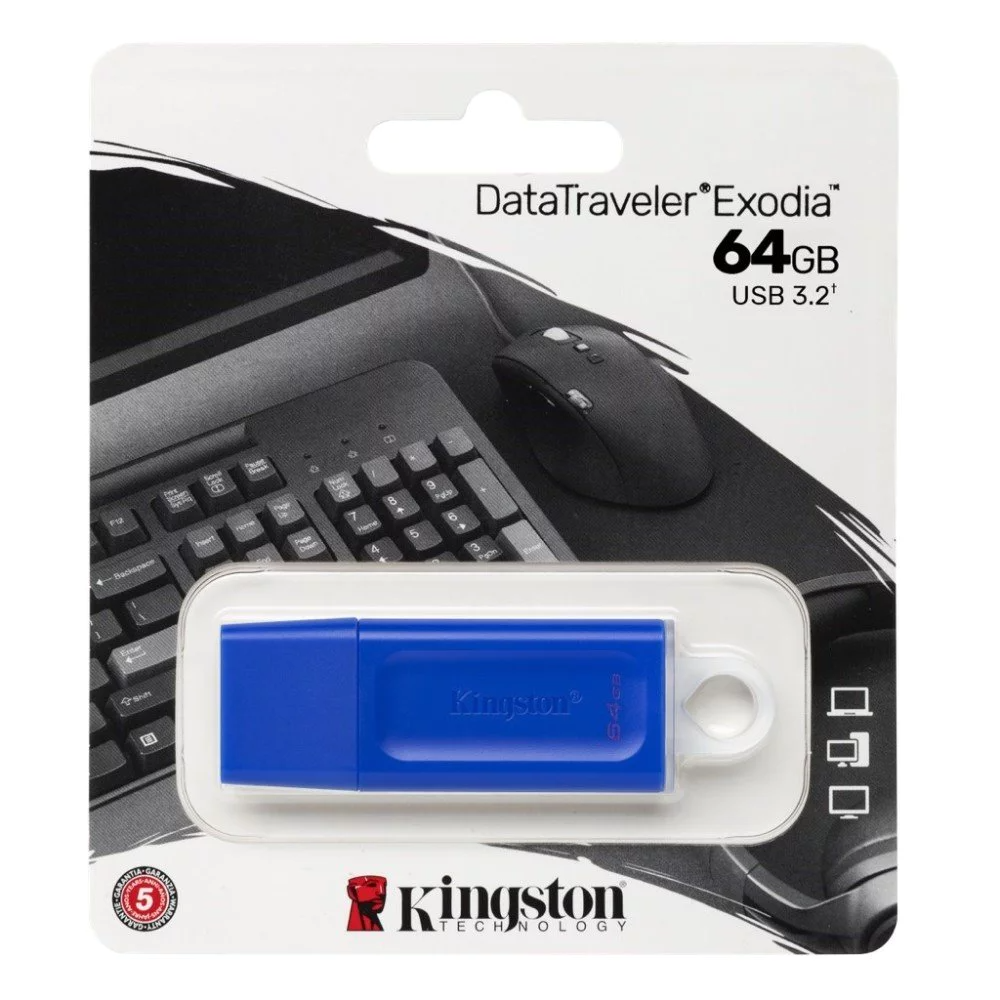 Memorias USB | KINGSTON KC-U2G64-7GB — Memoria USB DataTraveler Exodia, 64GB, USB 3.2, Azul