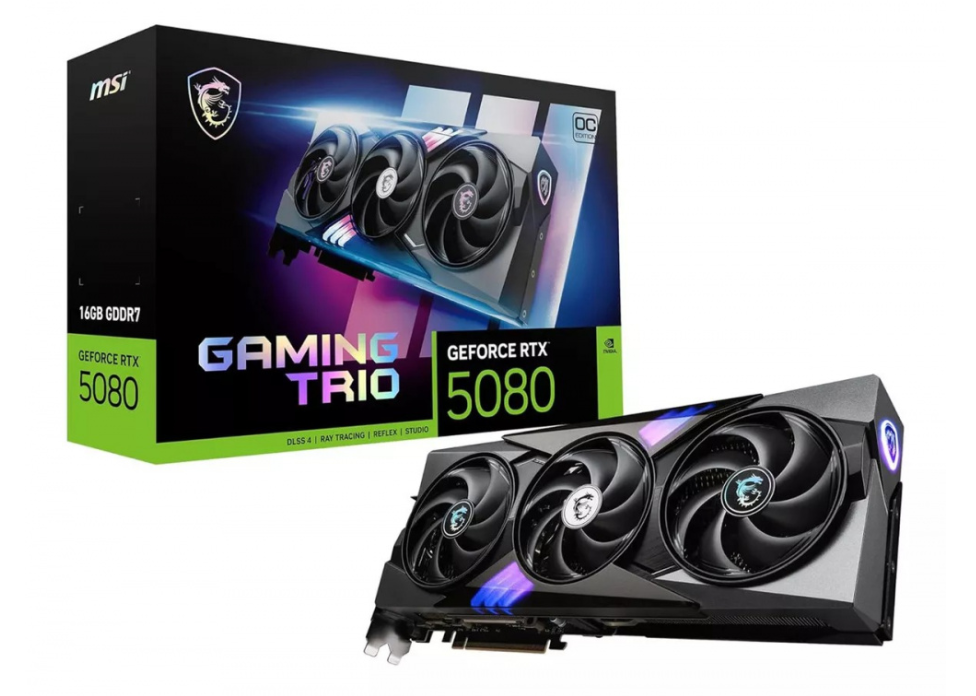 Tarjetas de Video | MSI G5080-16GTC-ROW — Tarjeta de Video NVIDIA GeForce RTX 5080 GAMING TRIO OC, 16GB 256-bit GDDR7, PCI Express x16 5.0, Mín. 850W