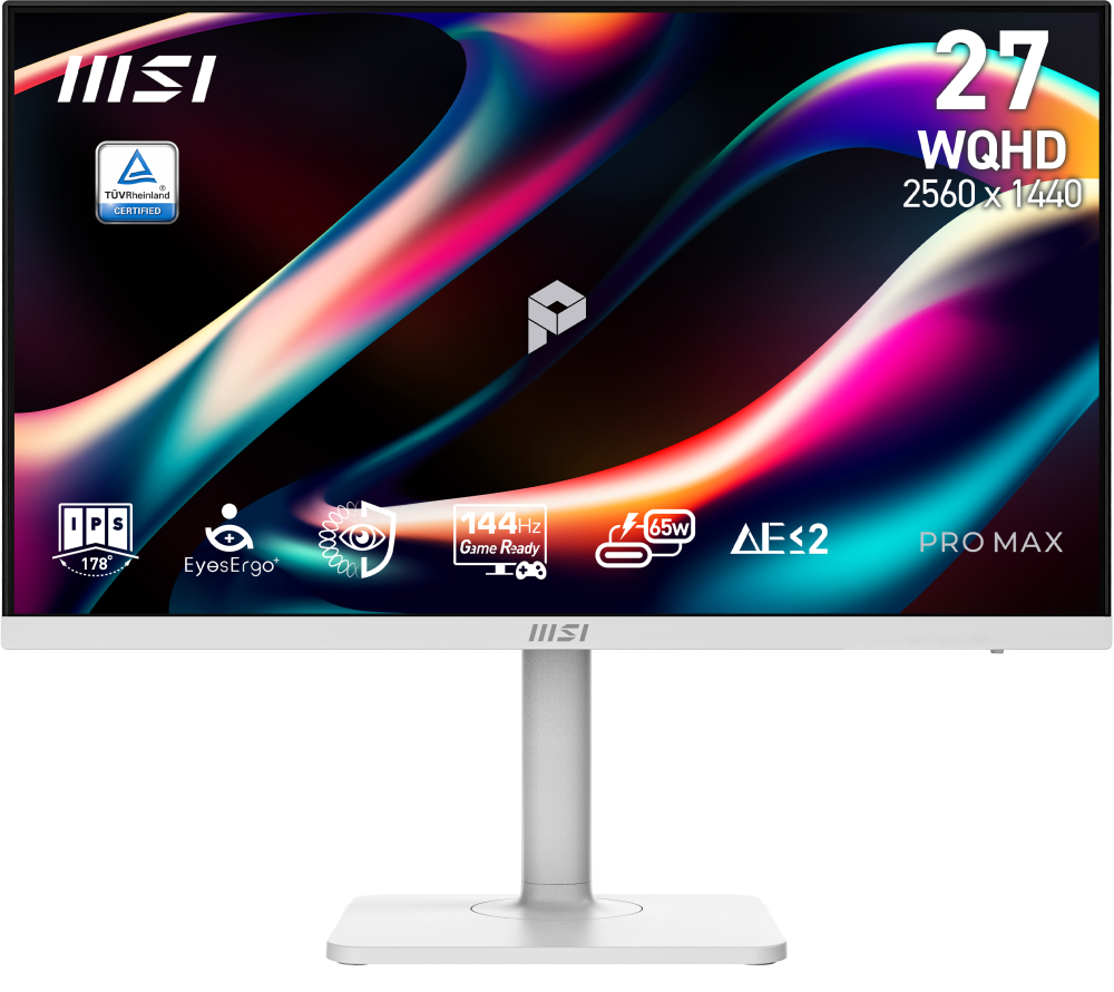Monitores | MSI PRO MAX 271QPHW E14 — Monitor Gamer LCD IPS 27", 2560x1440, 144Hz, HDMI/DisplayPort, Bocinas Integradas, Blanco