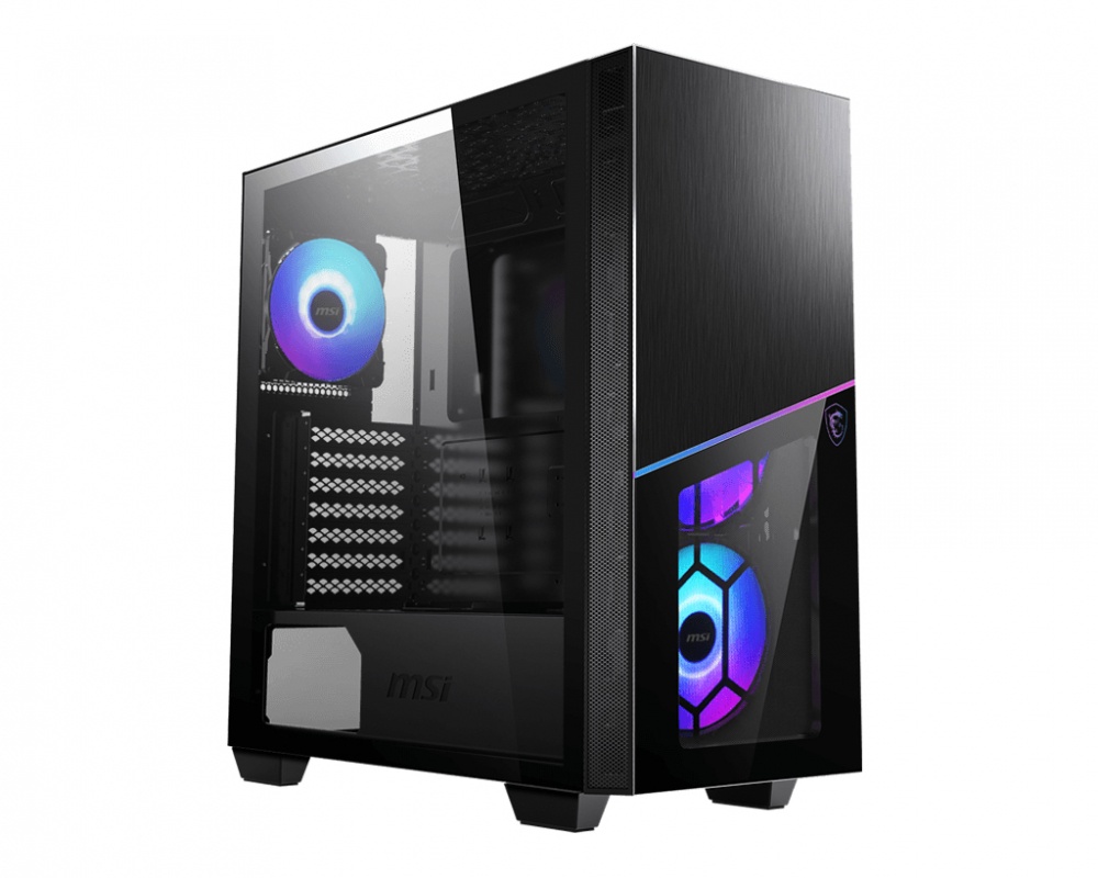 Gabinetes | MSI MPG SEKIRA 100R — Gabinete con Ventana ARGB, Midi-Tower, ATX/E-ATX/Micro ATX/Mini-ITX, USB 3.2, sin Fuente, 4 Ventiladores ARGB Instalados, Negro
