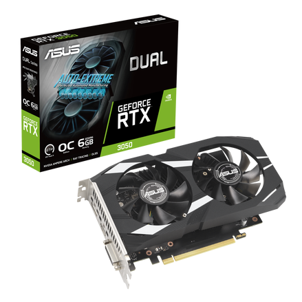 Tarjetas de Video | ASUS 90YV0K60-MVAA00 — Tarjeta de Video NVIDIA GeForce RTX 3050 Dual GeForce RTX 3050 OC Edition, 6GB 96-bit GDDR6, PCI Express 4.0, Mín. 550W