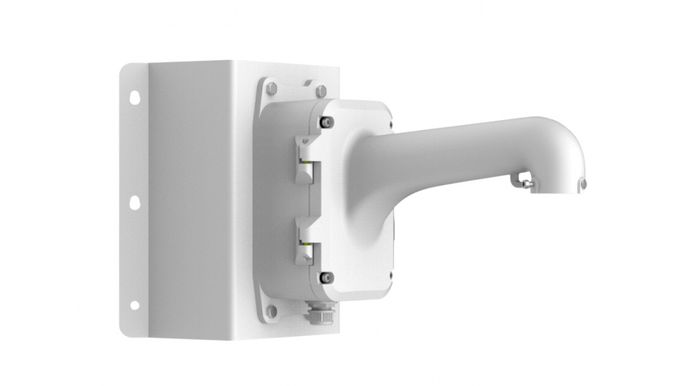 Brazos y Soportes | HIKVISION DS-1604ZJ-BOX-CORNER — Montaje de Poste para Cámaras Domo PTZ, Blanco