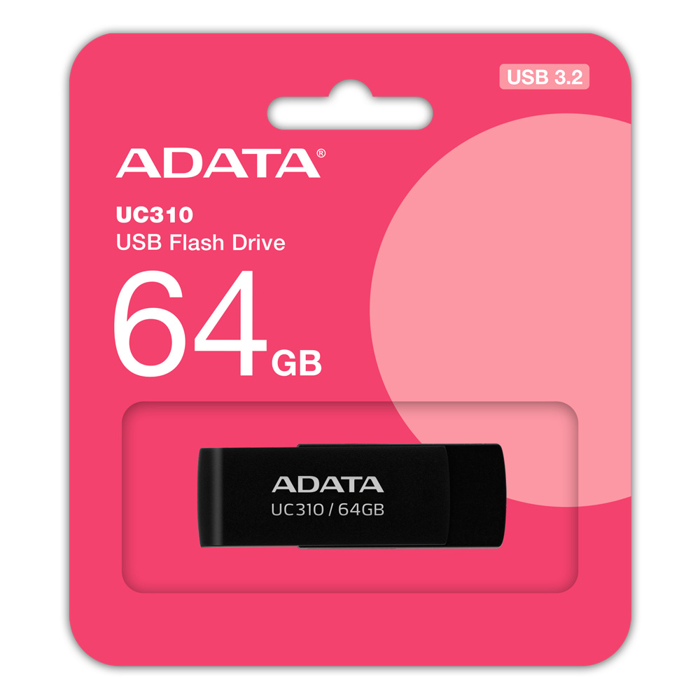 Memorias USB | ADATA UC310-64G-RBK — Memoria USB UC310, 64GB, USB 3.2, Lectura 100 MB/s, Negro