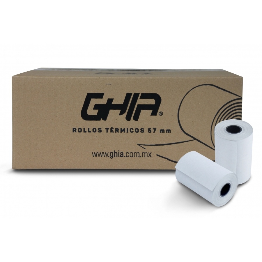Papel POS | GHIA CTG574N — Papel Térmico 57 x 40mm, Reacción Negro, 50 Piezas