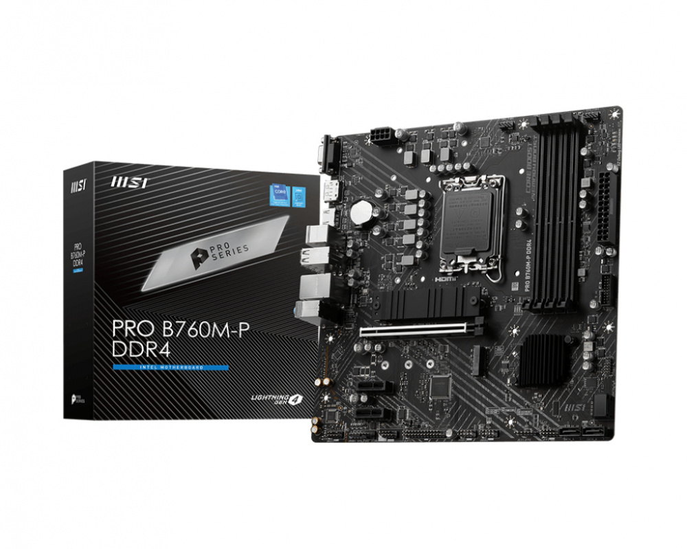 Tarjetas Madre | MSI PRO B760M-P DDR4 — Tarjeta Madre , Micro-ATX, LGA 1700, Intel B760, 128GB DDR4, HDMI/DP para Intel