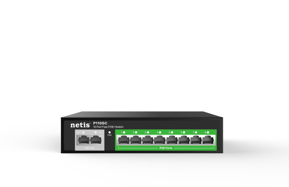 Switches | NETIS P110GC — Switch Gigabit Ethernet , 8 Puertos 10/100/1000Mbps + 2 Puertos Uplink, 20Gbit/s, 4.000 Entradas - Administrable
