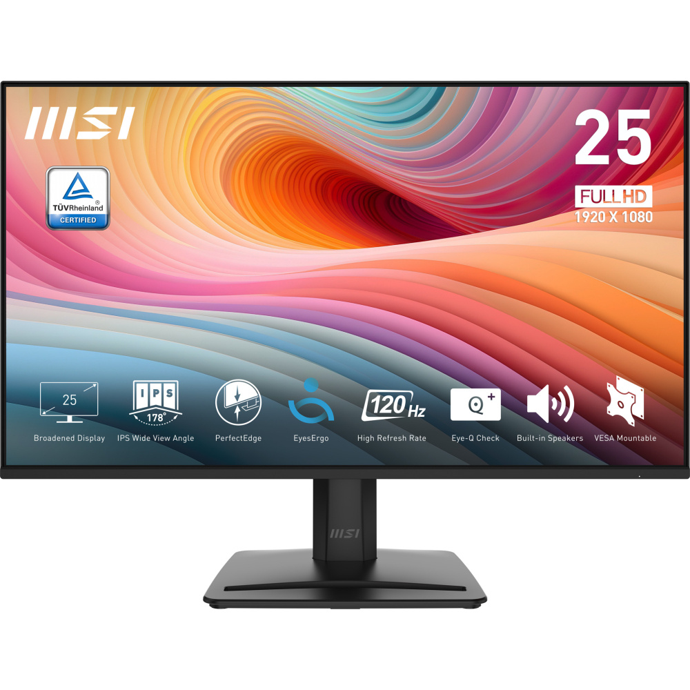 Monitores | MSI PROMP251E2-ROW — Monitor PRO MP251 E2 LED IPS 24.5", 1920x1080 Full HD, 120Hz, HDMI/DisplayPort, Bocinas Integradas, Negro