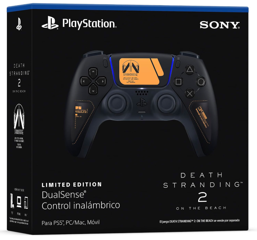 Accesorios PlayStation 5 | SONY 711719600183 — Gamepad DualSense DEATH STRANDING 2: ON THE BEACH, para PlayStation 5, Inalámbrico, Negro