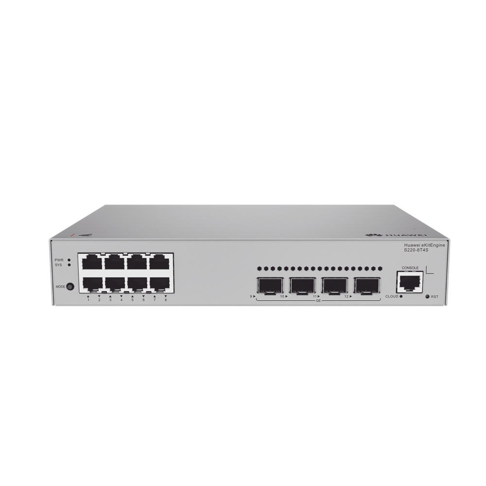 Switches | HUAWEI S220-8T4S — Switch , 8 Puertos Gigabit Ethernet 10/100/1000, 4 Puertos SFP, 24 Gbit/s, 16000 Entradas, Administrado