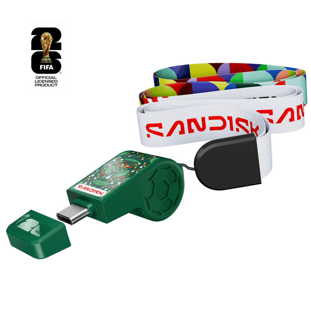 Memorias USB | SANDISK SDCZIA-128G-G46G — Memoria USB FIFA World Cup 2026 Mexico Edition, 128GB, USB-C 3.0, Lectura 300MB/s, Verde