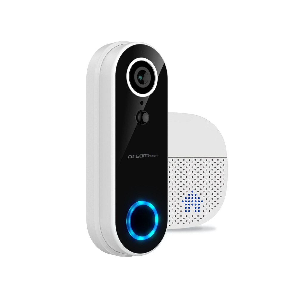 Accesorios para Videoporteros | ARGOMTECH ARG-SV-8002WT — Timbre Inteligente con Cámara VISION 2, Inalámbrico, Wi-Fi, Blanco