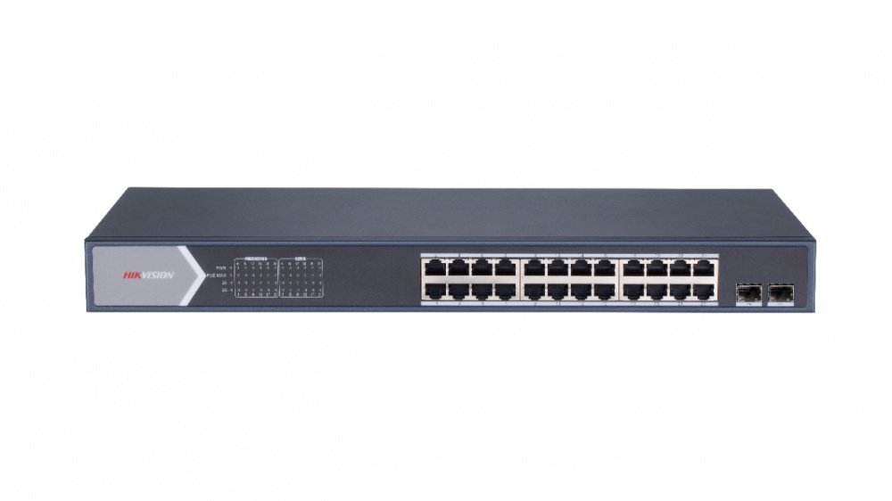 Switches | HIKVISION DS-3E1526P-SI — Switch , 24 Puertos Gigabit Ethernet 10/100/1000 24 x PoE+ 370W, 2 Puertos SFP, 52 Gbit/s, 8000 Entradas, Administrado