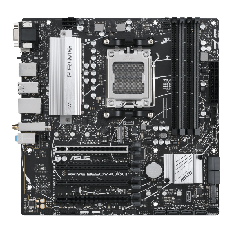 Tarjetas Madre | ASUS PRIME B650M-A AX II — Tarjeta Madre , Micro-ATX, Socket AM5, AMD B650, 128GB DDR5, HDMI/DP para AMD