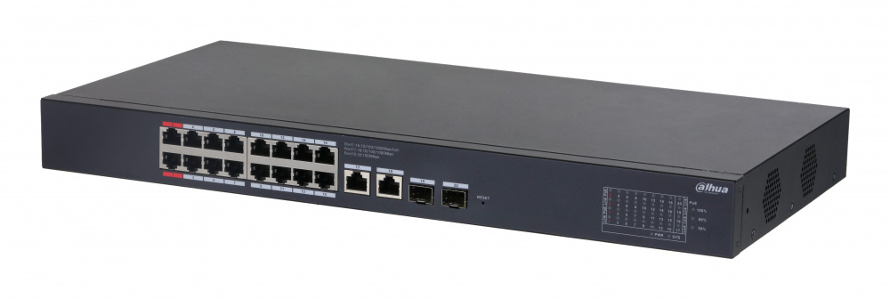 Switches | DAHUA DH-CS4220-16GT-190 — Switch CS4220-16GT-190, 18 Puertos Gigabit Ethernet 10/100/1000 16 x PoE 190W, 2 Puertos SFP, 40 Gbit/s, 8000 Entradas, Administrado