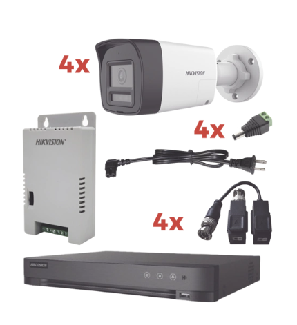 Kits de Vigilancia | HIKVISION KH-1080P-4B-TWA — Kit de Vigilancia de 4 Cámaras CCTV Bullet con Grabadora de 4 Canales