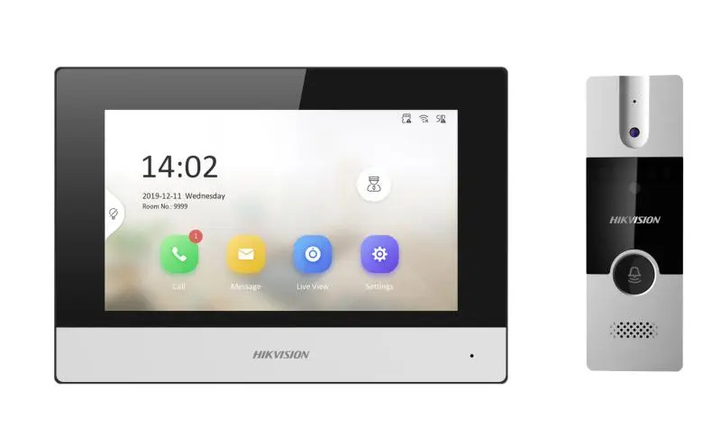 Videoporteros | HIKVISION DS-KIS302-P — Videoportero/Interfon , 7", Altavoz, Alámbrico/Inalámbrico, Plata/Negro