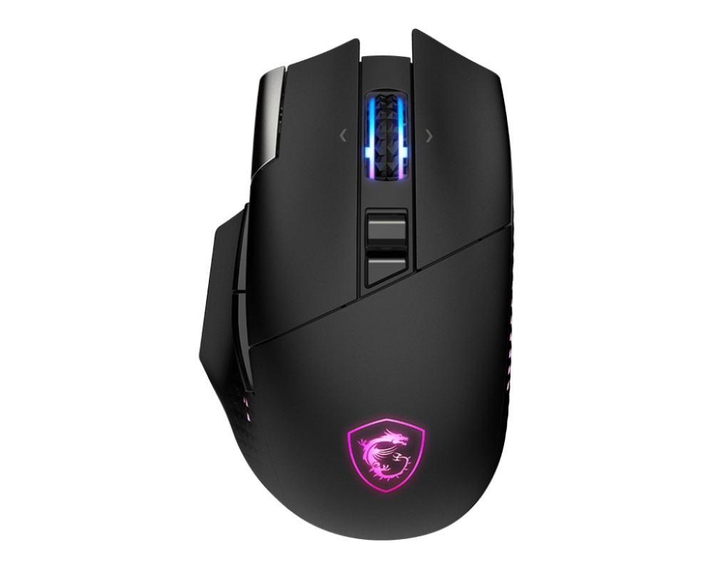 Mouse | MSI VERSA PRO W — Mouse Gamer Ergonómico ireless, Inalámbrico, Óptico, 26.000DPI, RF Wireless/Bluetooth/USB-C, Negro
