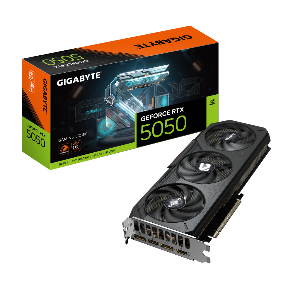 Tarjetas de Video | GIGABYTE GV-N5050GAMING OC-8GD — Tarjeta de Video NVIDIA GeForce RTX 5050, 8GB 128-bit GDDR6, PCI Express 5.0, Mín. 550W