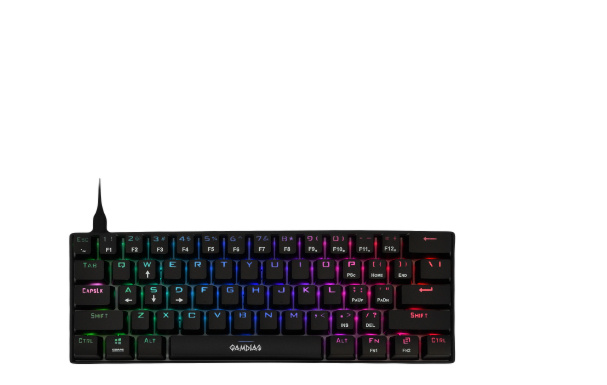 Teclados | GAMDIAS HERMES E3/BK — Teclado Gamer HERMES E3 RGB, Teclado Mecánico, Switch Blue, Alámbrico, Negro (Inglés)