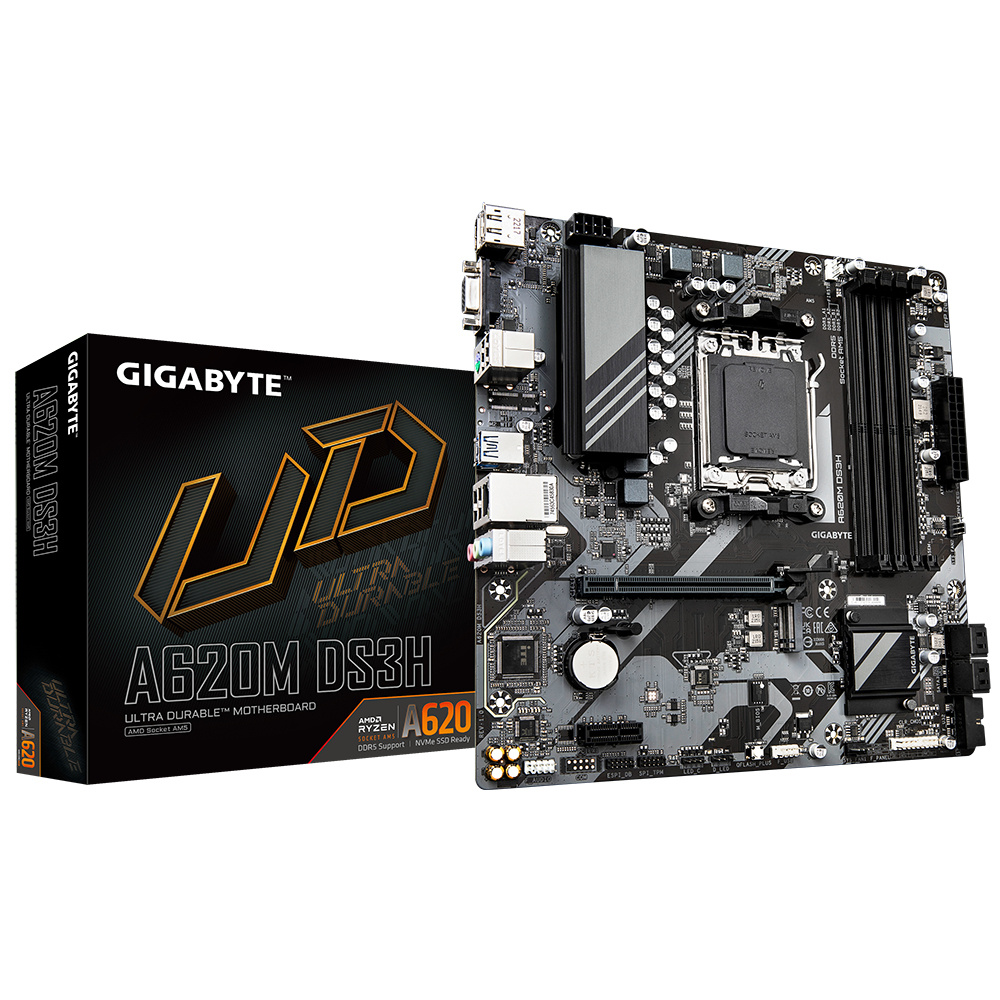 Tarjetas Madre | GIGABYTE A620M DS3H — Tarjeta Madre , Micro-ATX, Socket AM5, AMD A620, 192GB DDR5, HDMI/DP para AMD